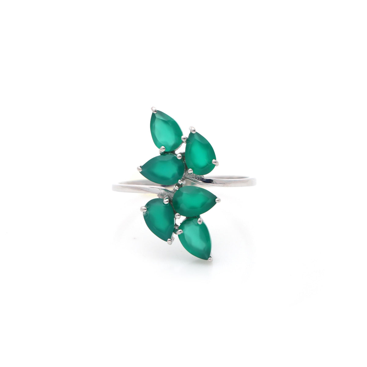 Green Onyx Ring: 925 Sterling Silver Statement Pear Cut Ring gifts