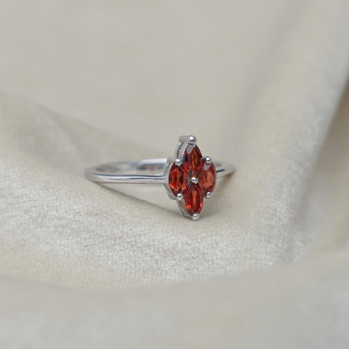 Garnet Ring Sterling Silver January Birthstone Gift for Her