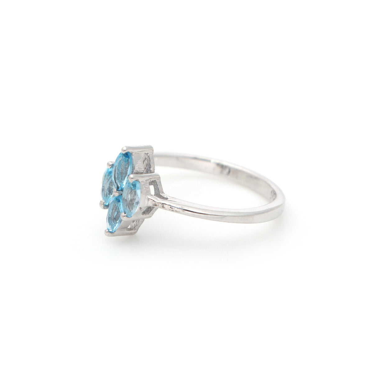 Marquise Swiss Blue Topaz Ring, Sterling Silver East West Minimalist Band, December Birthstone