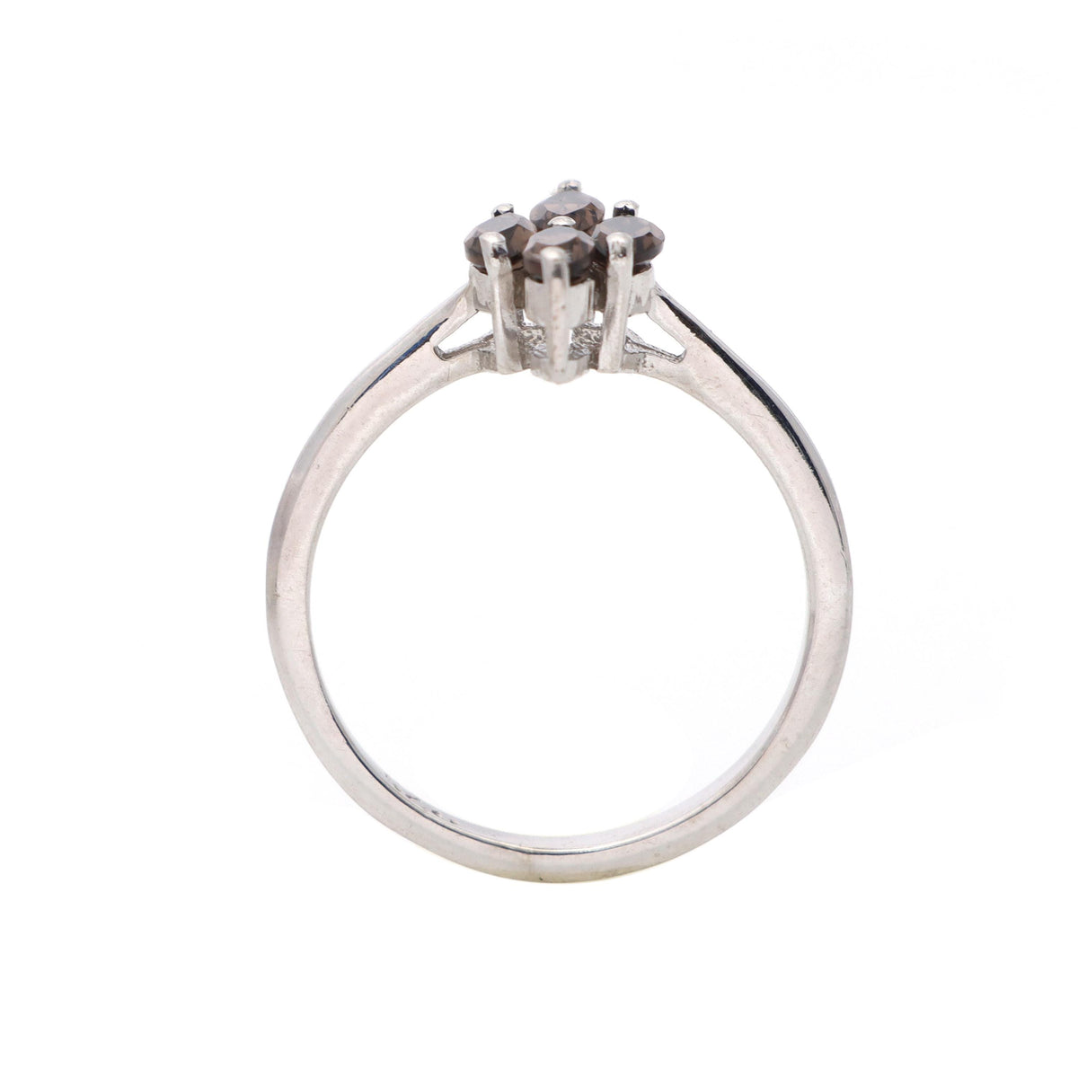 Natural Smoky Quartz Marquise Ring, Sterling Silver Anniversary Band (June Birthstone)