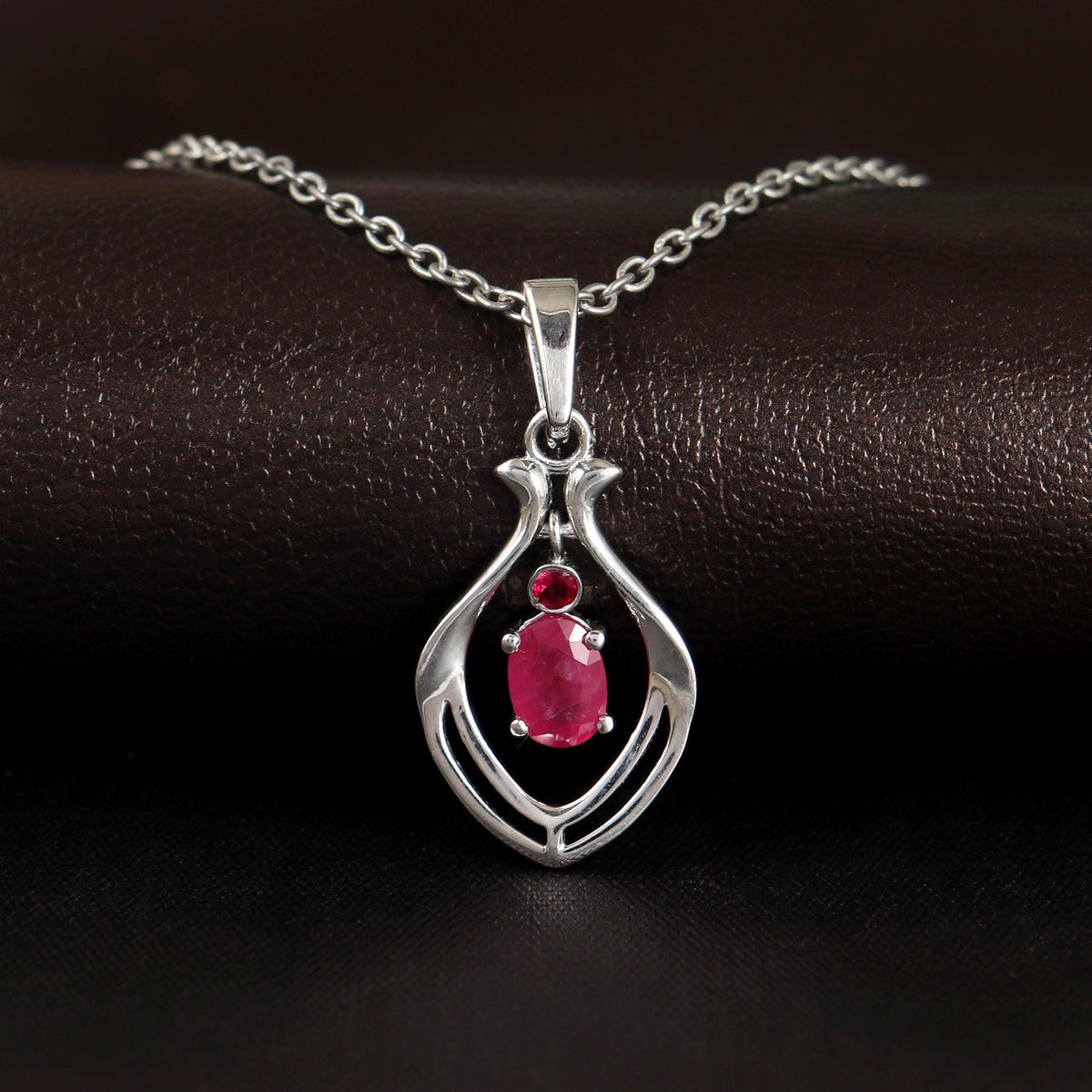 Natural Ruby Gemstone Pendant-925 Sterling Silver Pendant-Ruby Pendant Necklace-July Birthstone Pendant-Minimalist Pendant Necklace Gift