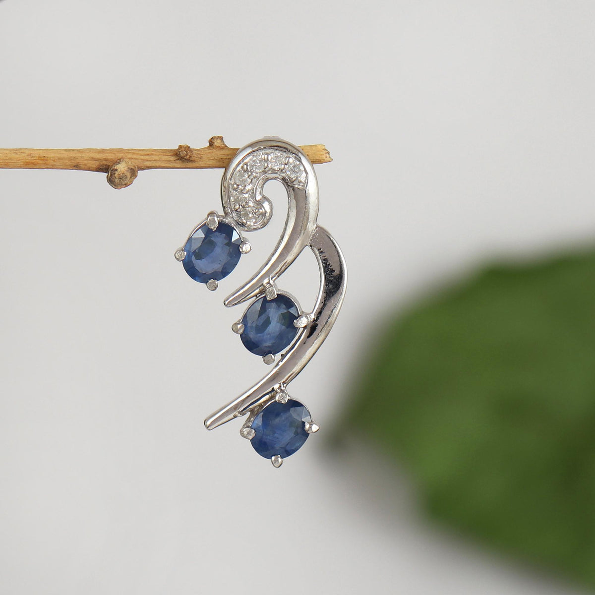 Blue Sapphire Sterling Silver Pendant Necklace: September Birthstone