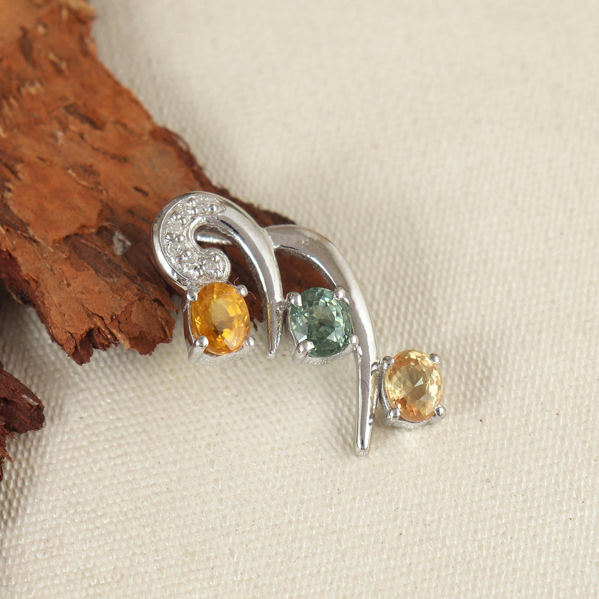 Natural Multi Sapphire Pendant-Gemstone minimalist 925 Sterling Silver Jewelry-sapphire Necklace