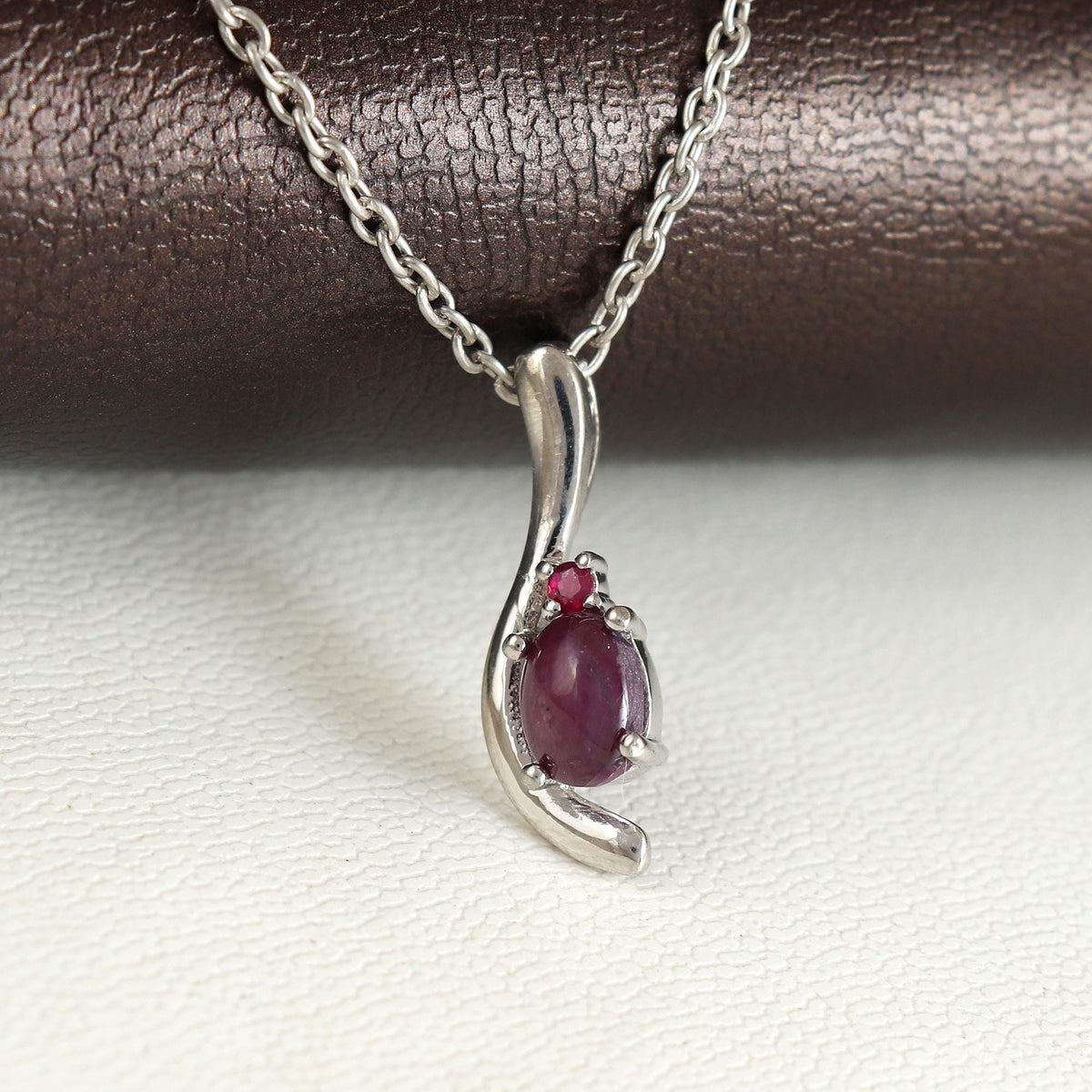 Sterling Silver Star Ruby Pendant: July Birthstone, Ruby Gemstone Jewelry, Wedding Gift For Her