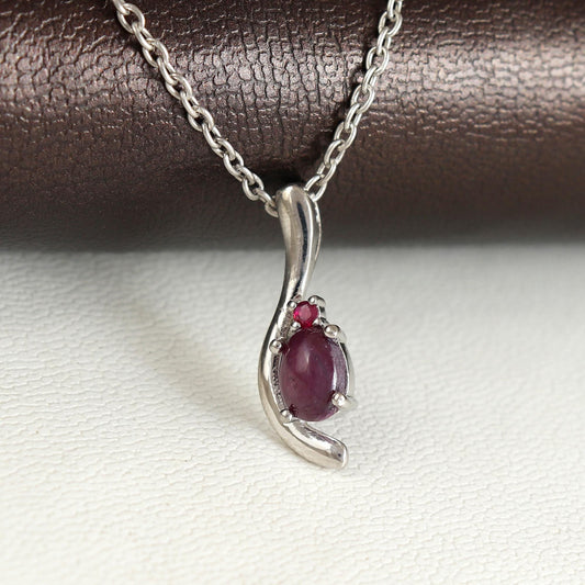 Sterling Silver Star Ruby Pendant: July Birthstone, Ruby Gemstone Jewelry, Wedding Gift For Her
