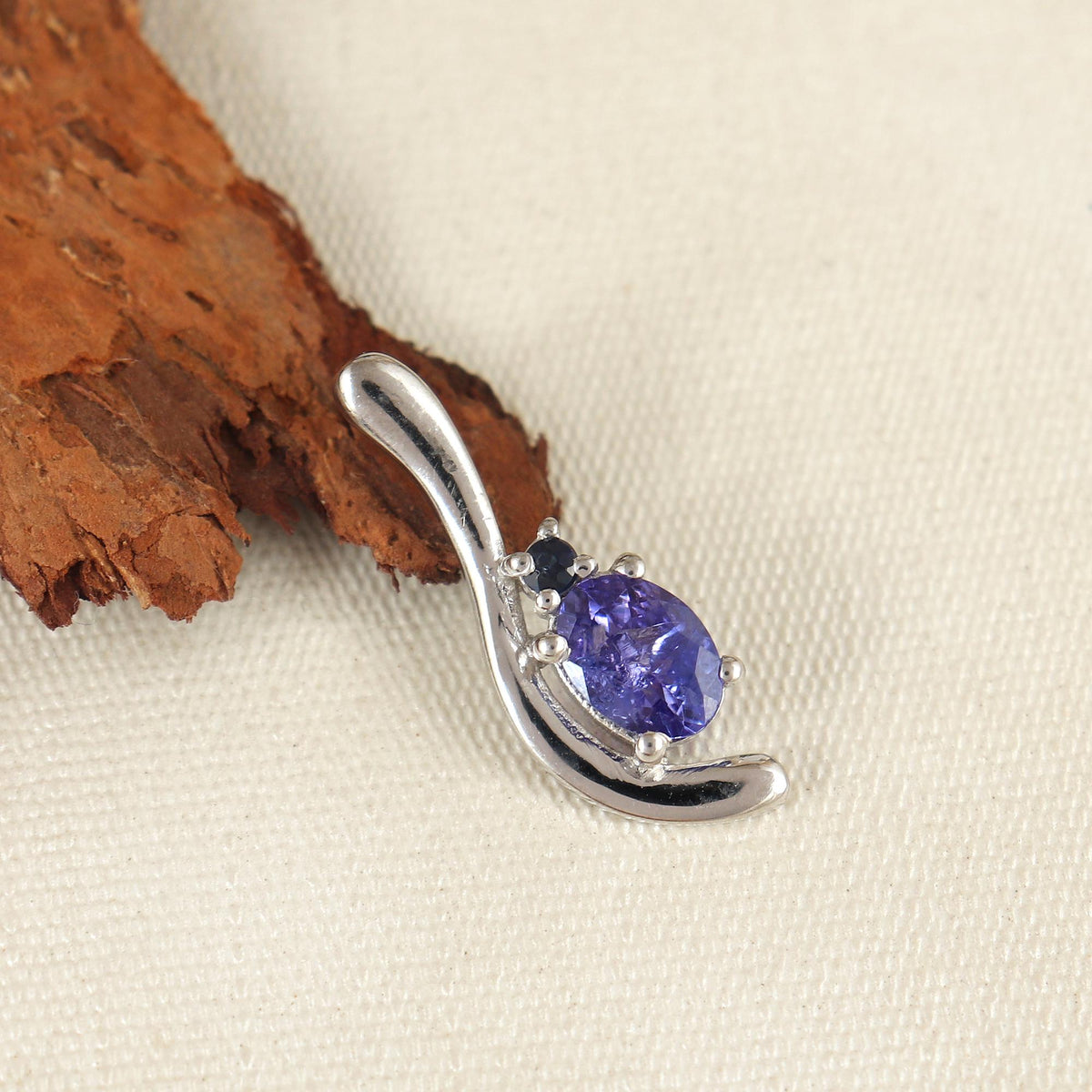 Natural Tanzanite Oval Pendant Necklace, 925 Sterling Silver, December Birthstone Jewelry