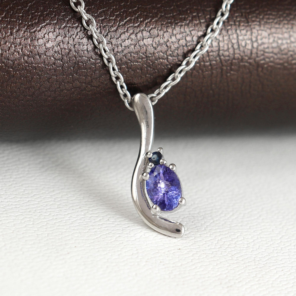 Natural Tanzanite Oval Pendant Necklace, 925 Sterling Silver, December Birthstone Jewelry