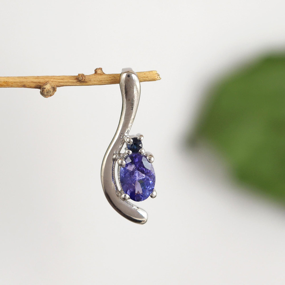 Natural Tanzanite Oval Pendant Necklace, 925 Sterling Silver, December Birthstone Jewelry