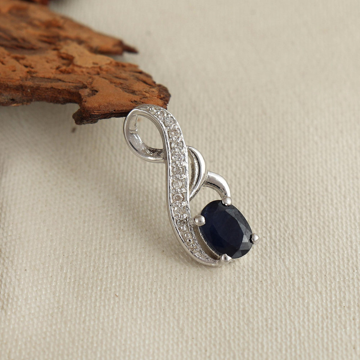 Natural Blue Sapphire Oval Pendant Necklace, 925 Sterling Silver, September Birthstone