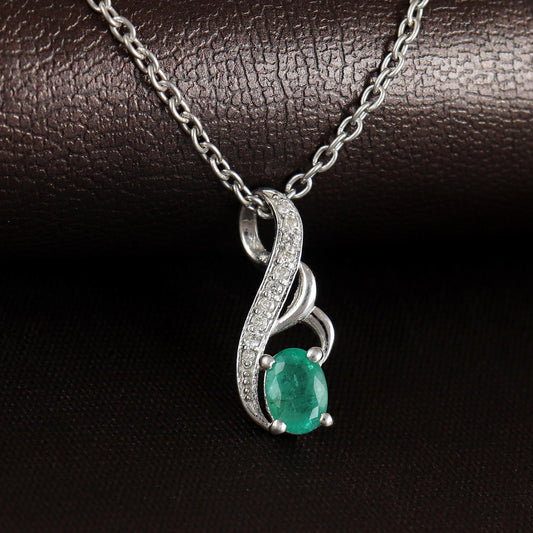 Emerald Pendant: 925 Sterling Silver, May Birthstone, Green Stone Jewelry