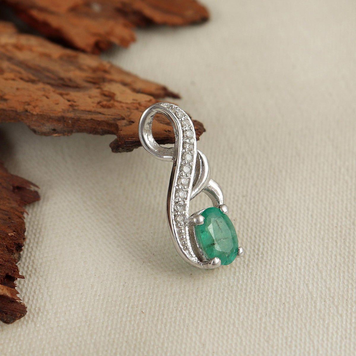 Emerald Pendant: 925 Sterling Silver, May Birthstone, Green Stone Jewelry