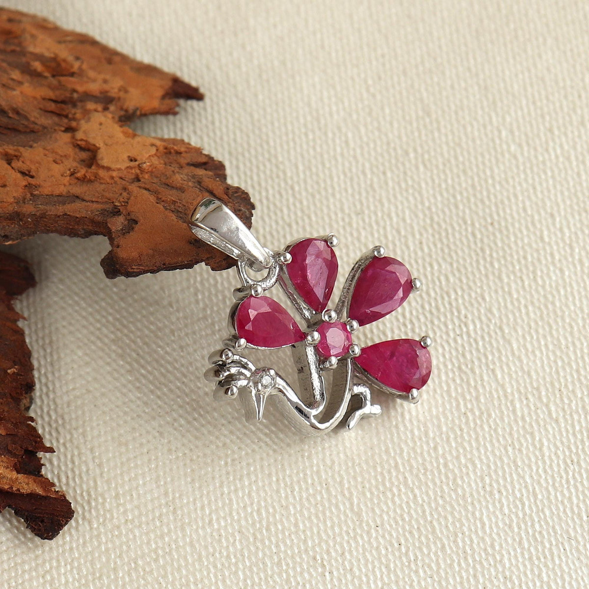 Natural Ruby Peacock Pendant-925 Sterling Silver Jewelry-July Birthstone Pendant
