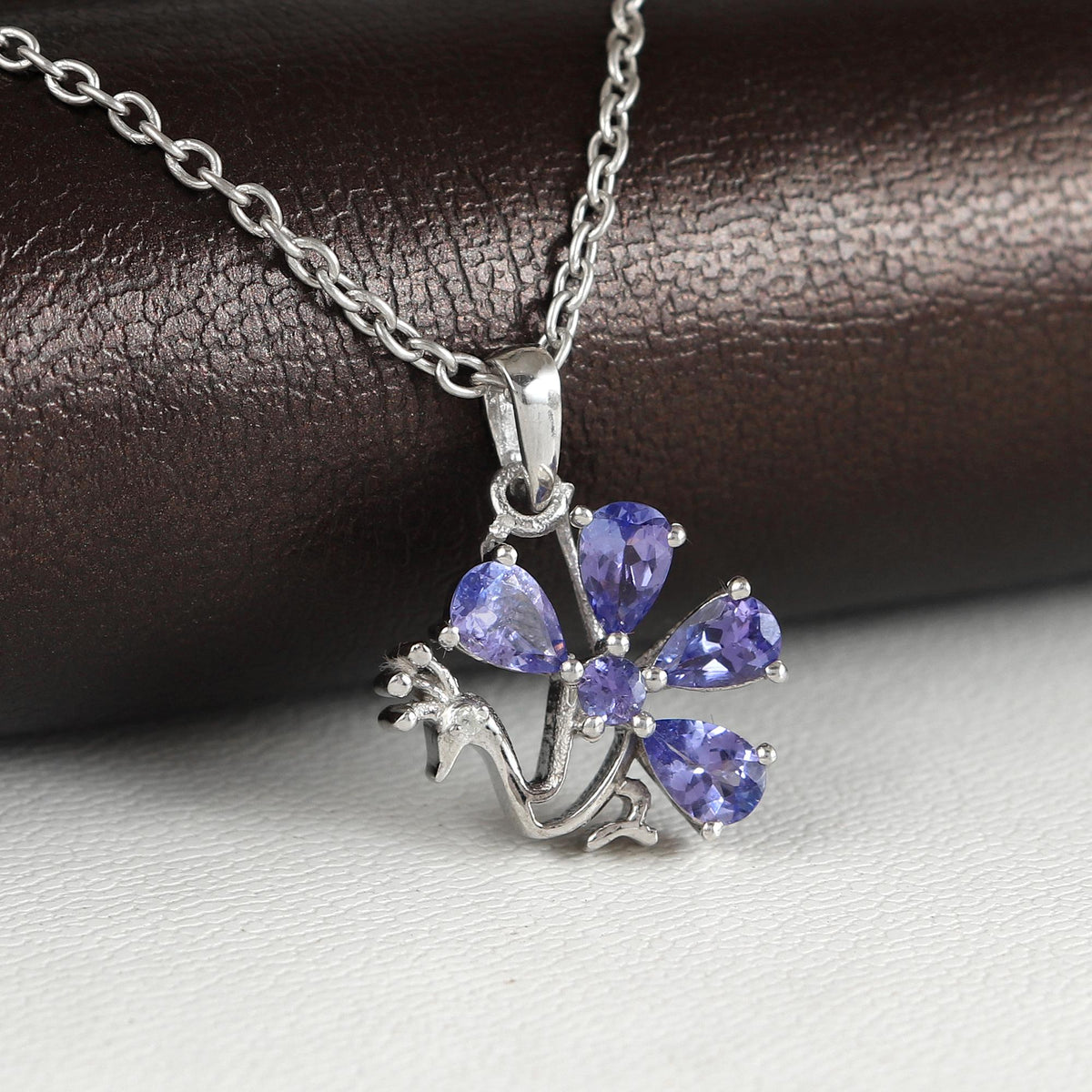 Tanzanite Gemstone Pendant-925 Sterling Silver-December Birthstone -Diamond Minimalist Necklace-Peacock Jewelry