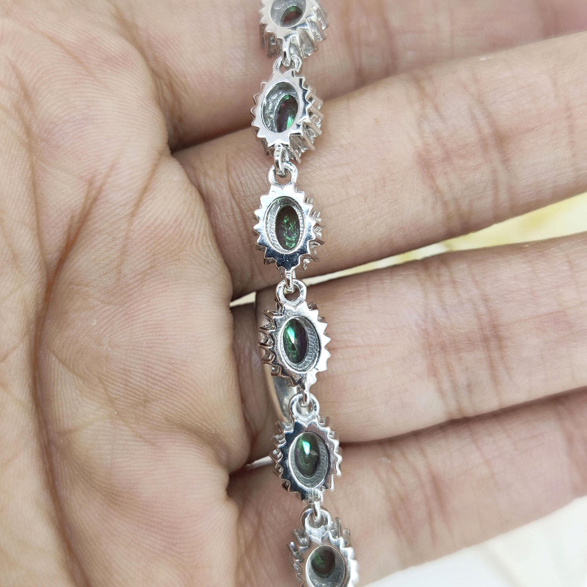 Oval Mystic Topaz Tennis Bracelet, Sterling Silver, November Birthstone, Multi Stone Jewelry