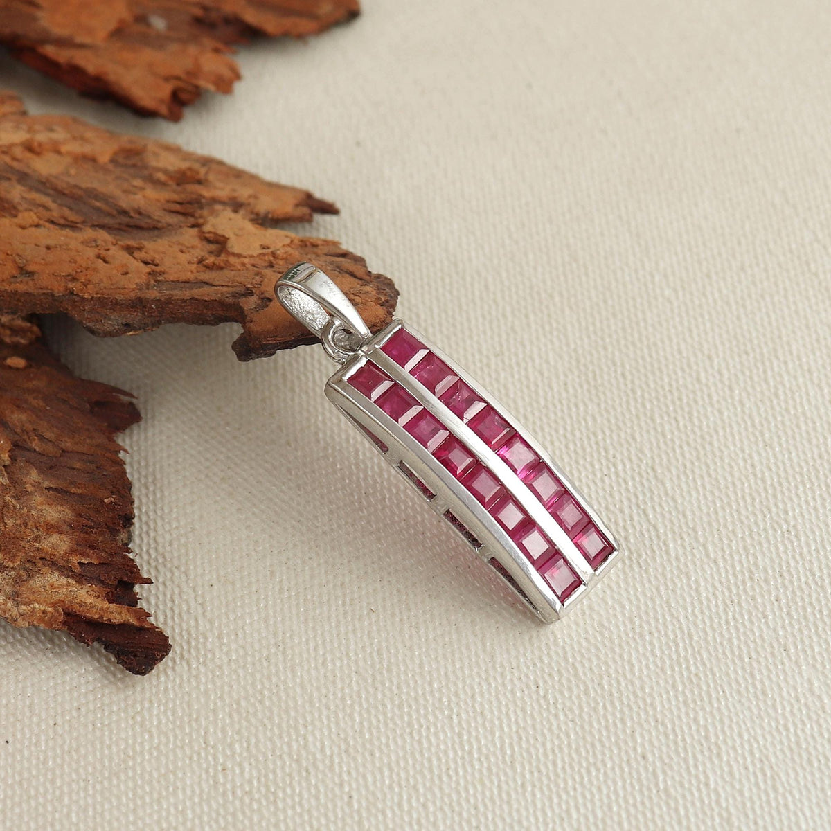Minimalist Ruby Pendant: 925 Sterling Silver Gemstone Necklace