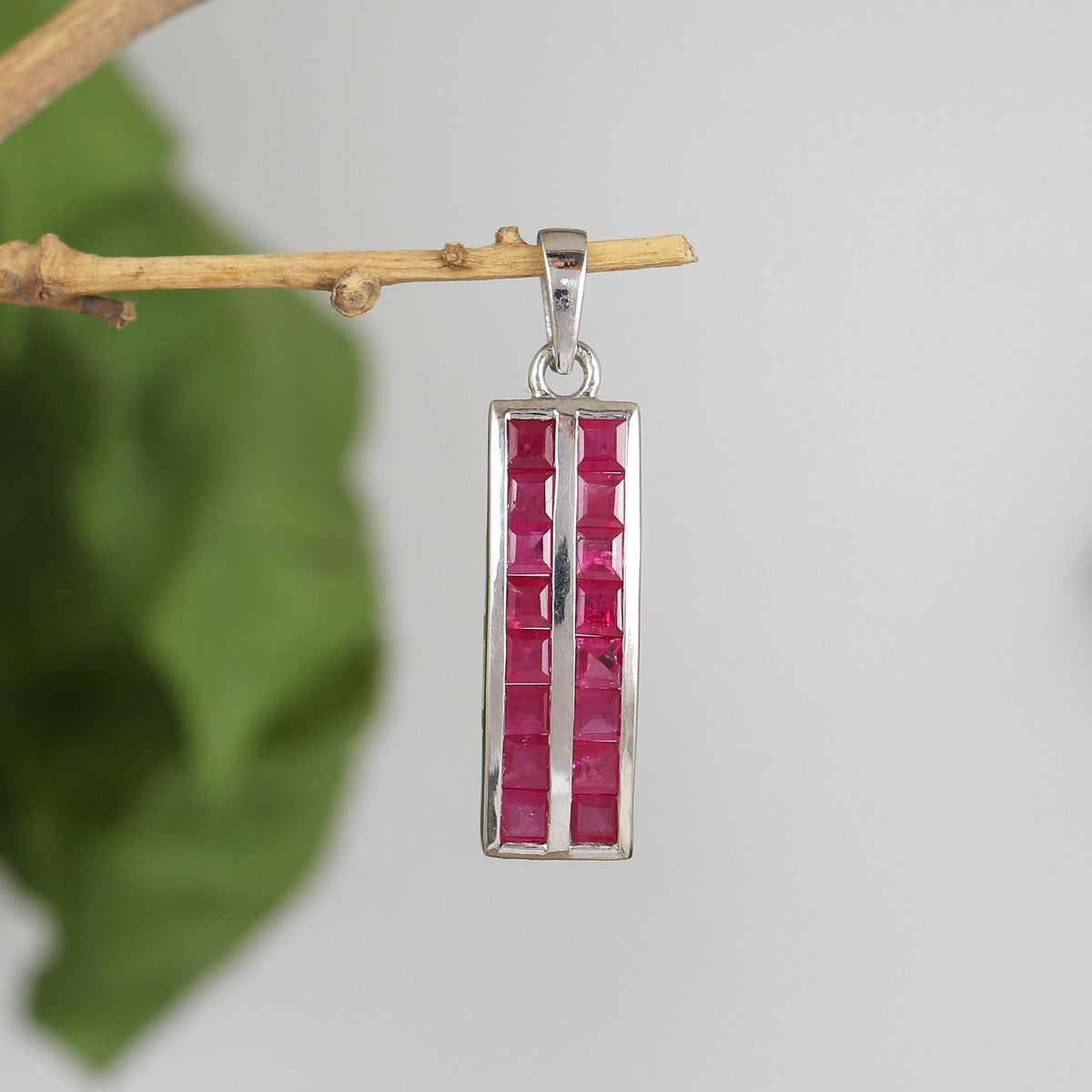 Minimalist Ruby Pendant: 925 Sterling Silver Gemstone Necklace