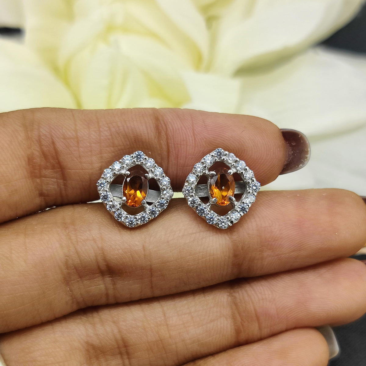 Natural Yellow Citrine Men's Cufflinks, 925 Sterling Silver, November Birthstone Jewelry