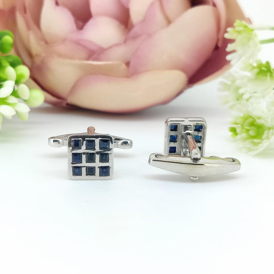 Sapphire Cufflinks- Sterling Silver September Birthstone Cufflinks- Men's Accessories-Anniversary Gift For Her