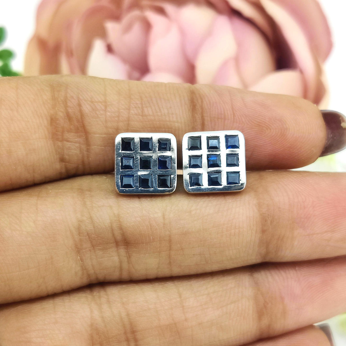 Sapphire Cufflinks- Sterling Silver September Birthstone Cufflinks- Men's Accessories-Anniversary Gift For Her