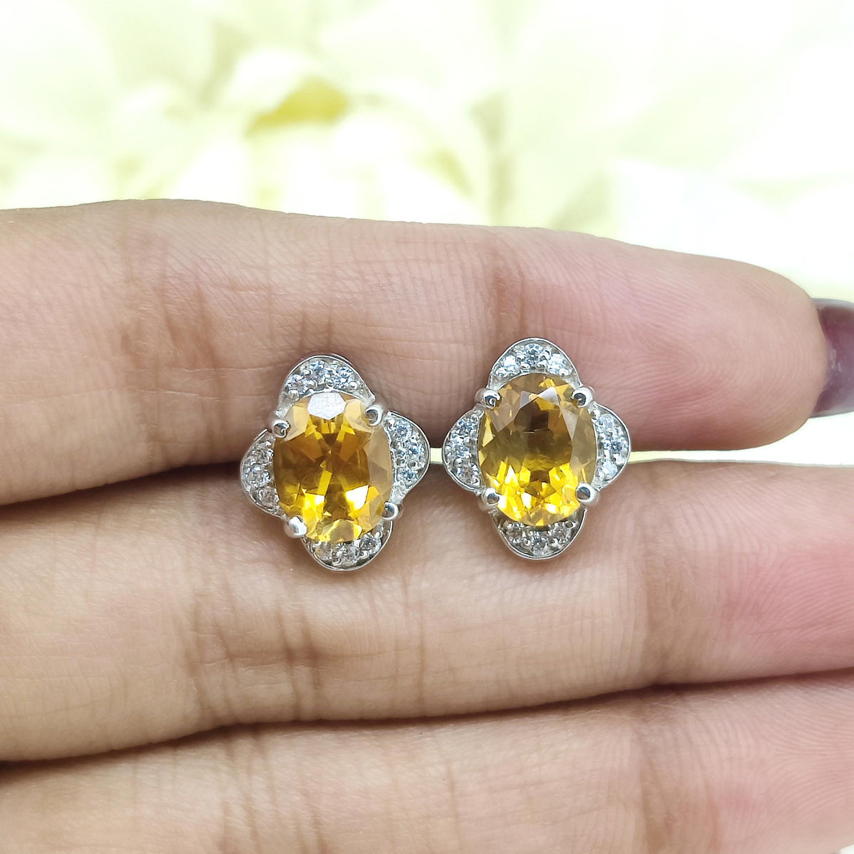 Natural Citrine Oval Cufflinks, 925 Sterling Silver, November Birthstone, Men's Accessories