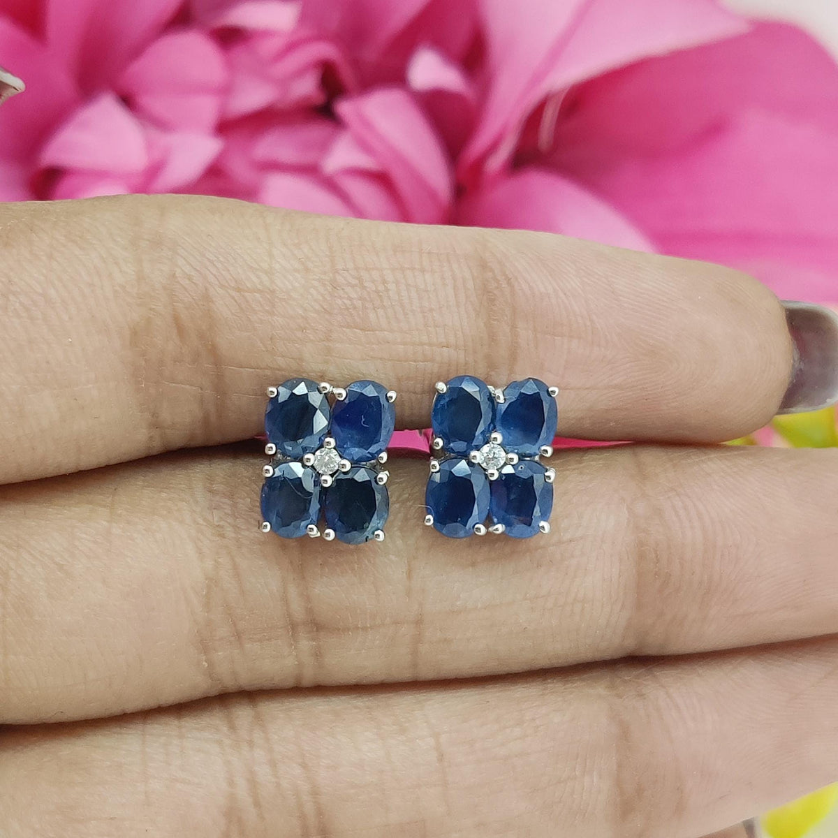 Oval Blue Sapphire Cufflinks, 925 Sterling Silver, September Birthstone Accessories