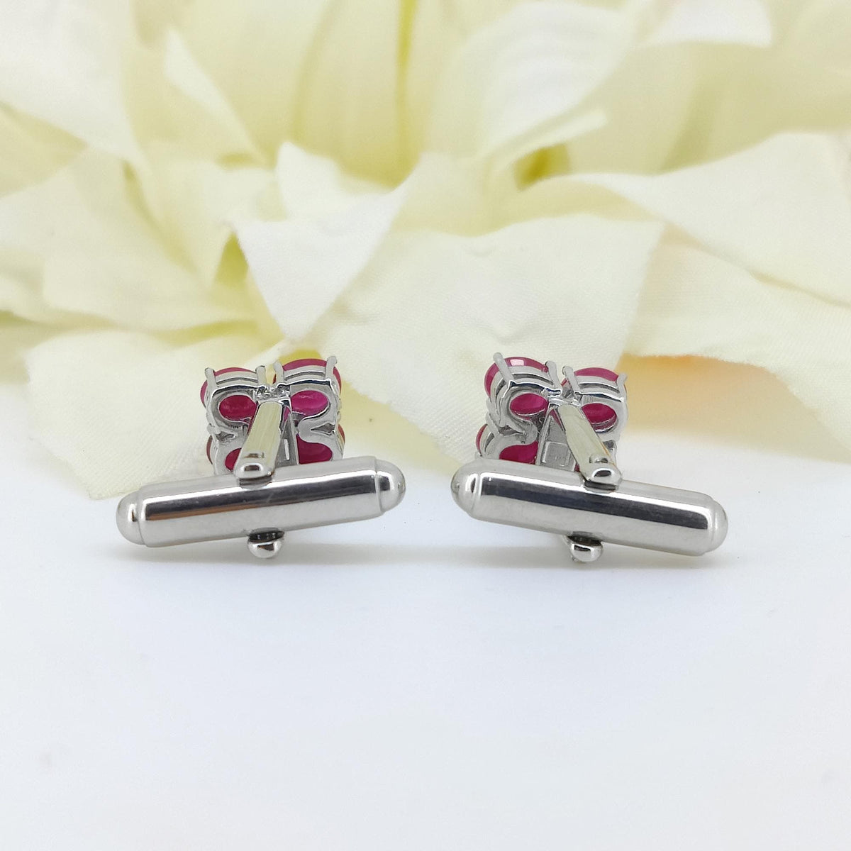 Handcrafted Natural Ruby Cufflinks, 925 Sterling Silver, Oval Gemstone, July Birthstone Accessories