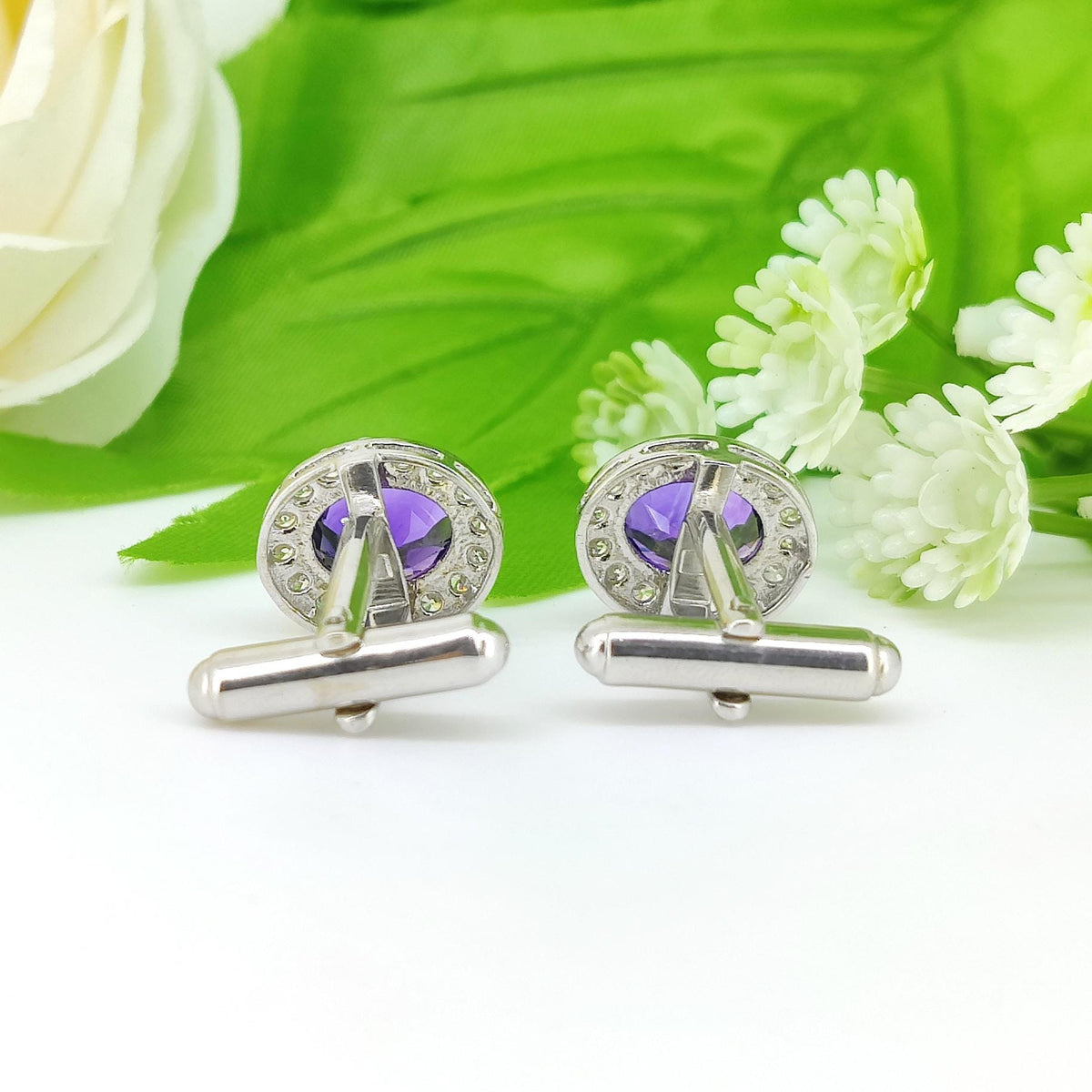 Natural African Amethyst Cufflinks-925 Sterling Silver Jewelry-Gemstone Cluster Cufflinks-Minimalist Amethyst Jewelry-Mother's Day Gift