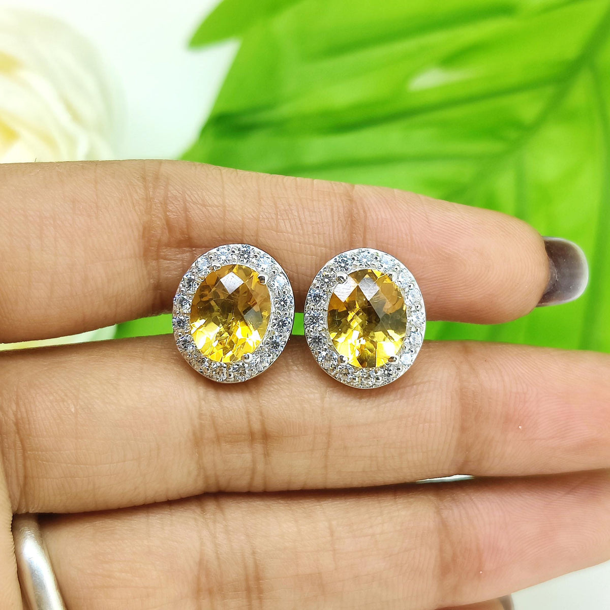Natural Citrine Oval Cufflinks, 925 Sterling Silver, November Birthstone Accessories