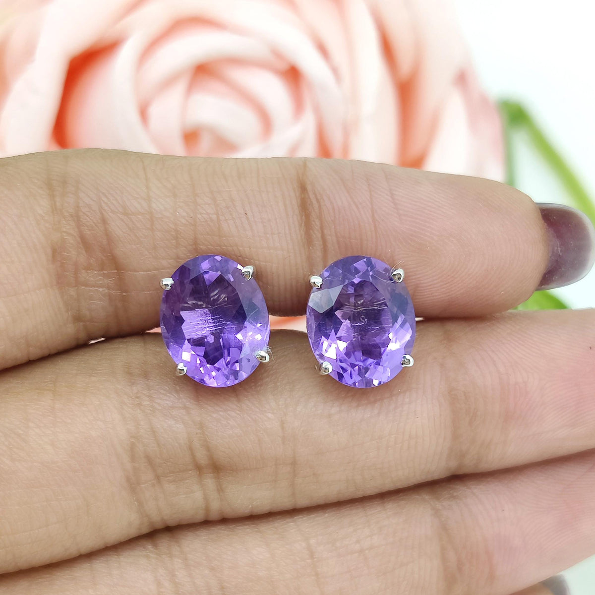 Oval Amethyst Sterling Silver Cufflinks, February Birthstone Formal Jewelry