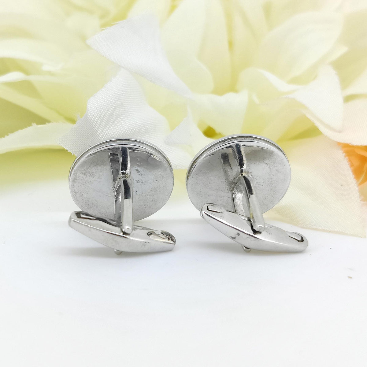 Sterling Silver Emerald Enamel Cufflinks, Art Deco Mens Jewelry, May Birthstone Gift