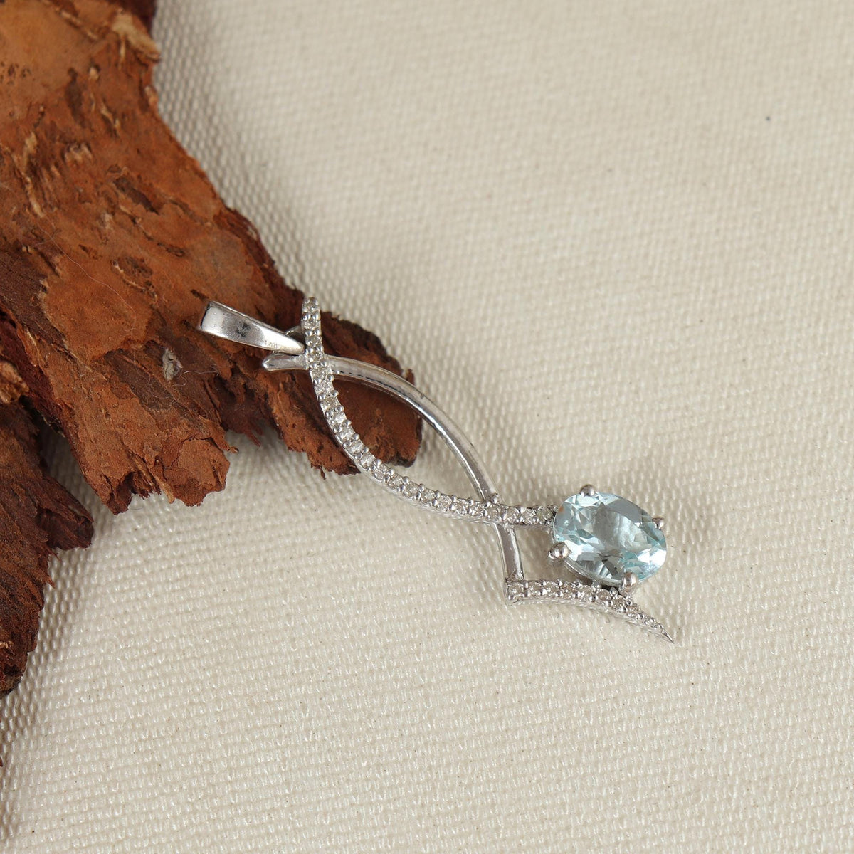 Natural Aquamarine Sterling Silver Pendant: Handmade Oval Cut Gemstone, Gifts For Her