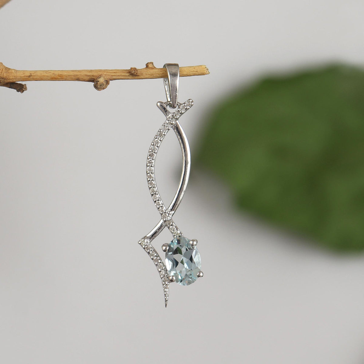 Natural Aquamarine Sterling Silver Pendant: Handmade Oval Cut Gemstone, Gifts For Her