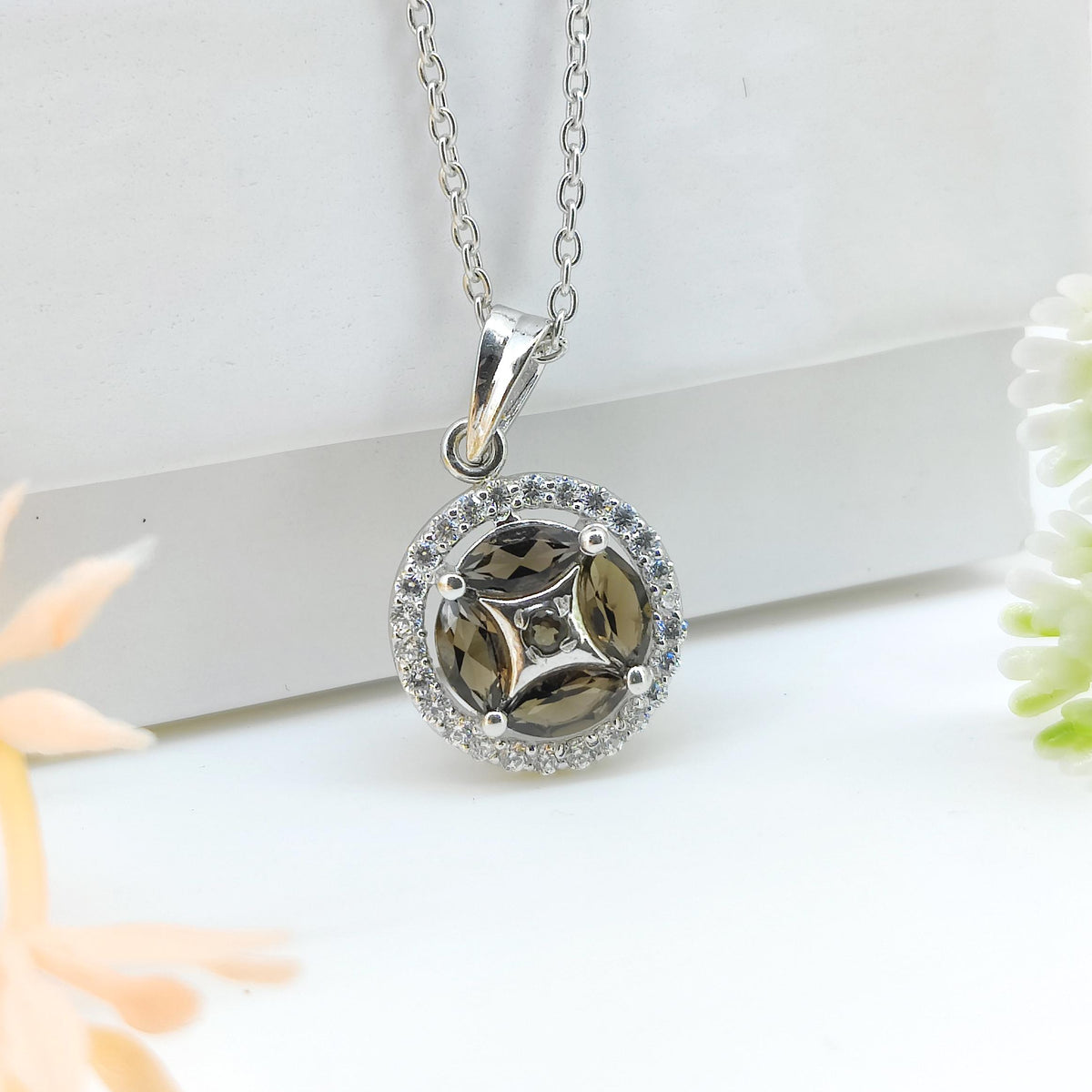 Handmade Sterling Silver Smoky Quartz Pendant, June Birthstone