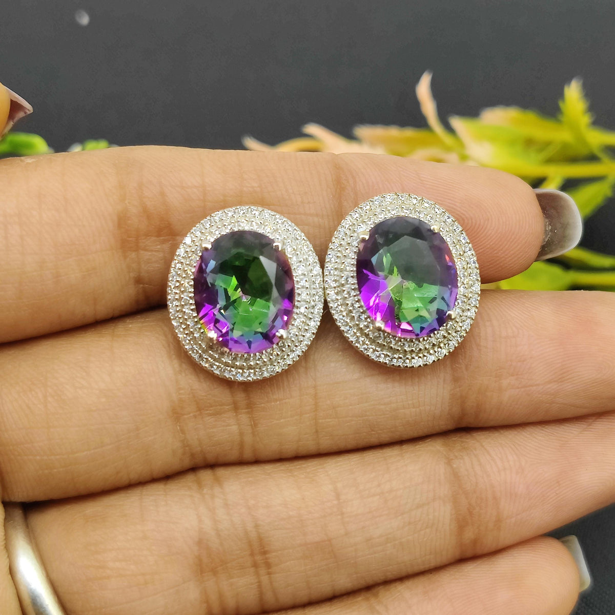Natural Mystic Topaz Cufflinks-Multi Color Stone-925 Sterling Silver-November Birthstone-Gemstone Cluster Cufflinks-Mystic Topaz Jewelry