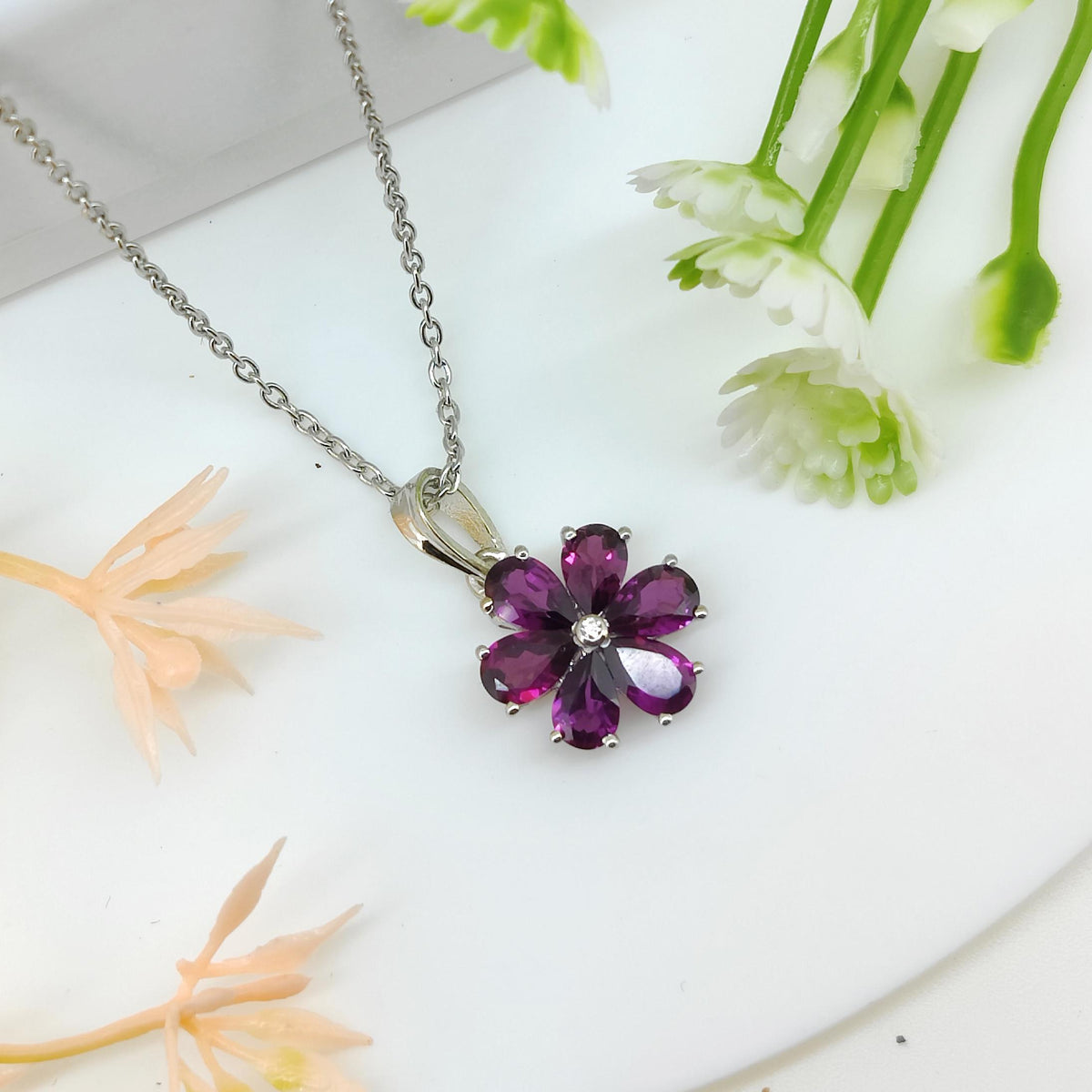 Natural Rhodolite Garnet Pendant-925 Sterling Silver-June Birthstone Jewelry-Rhodolite Garnet Jewelry