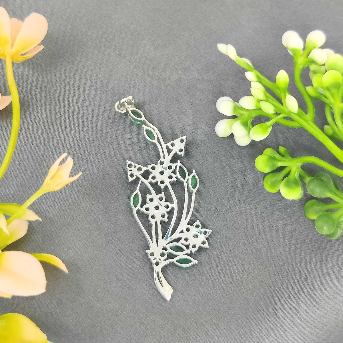 Natural Emerald Pendant-925 Sterling Silver-May Birthstone Jewelry-Emerald Jewelry