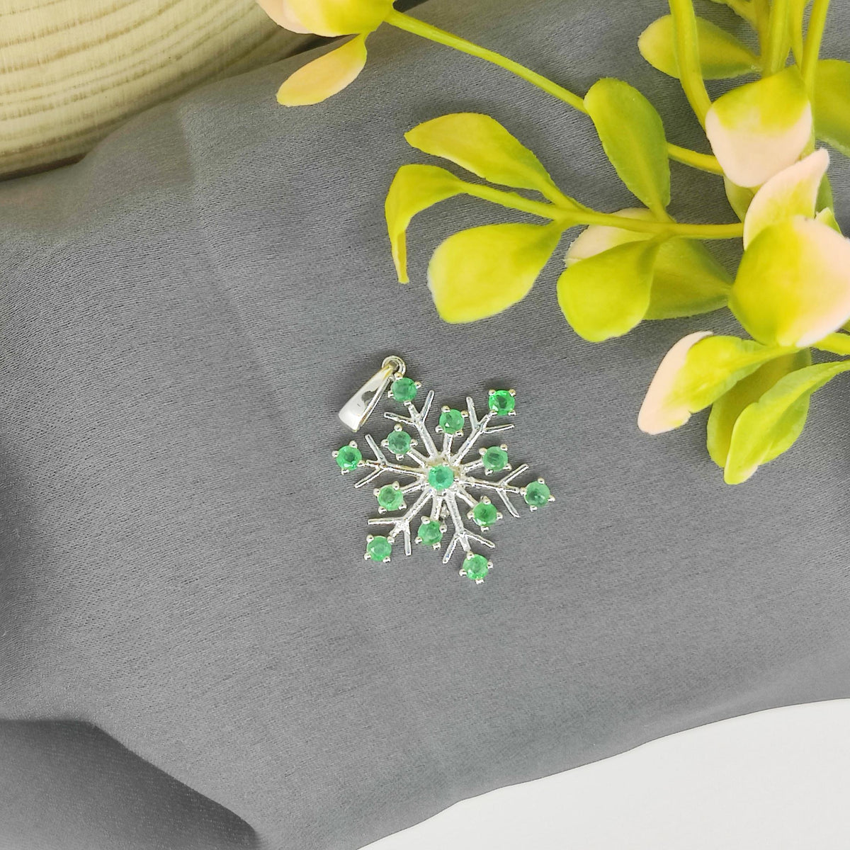 Natural Emerald Pendant-925 Sterling Silver-May Birthstone Green Emerald Jewelry