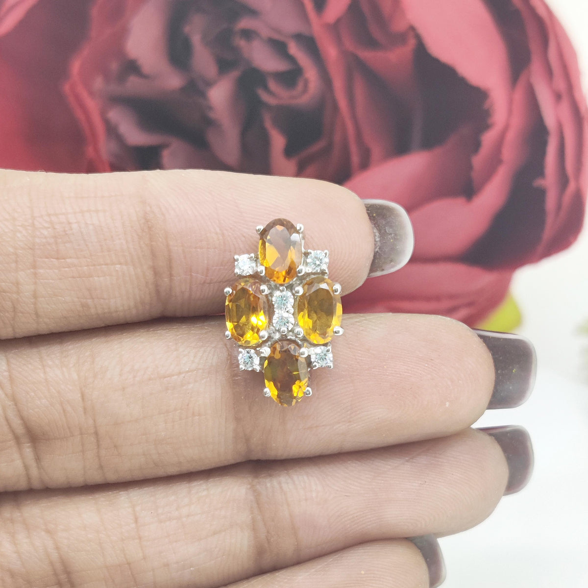 Sterling Silver Citrine Cufflinks, Oval Yellow Gemstone, November Birthstone, Men's Jewelry