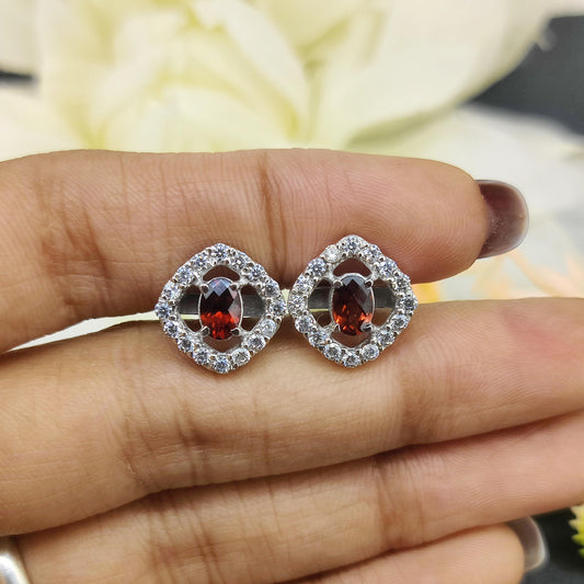 Natural Garnet Gemstone Cufflinks- Sterling Silver-January Birthstone-Gemstone Cluster Cufflinks Gift