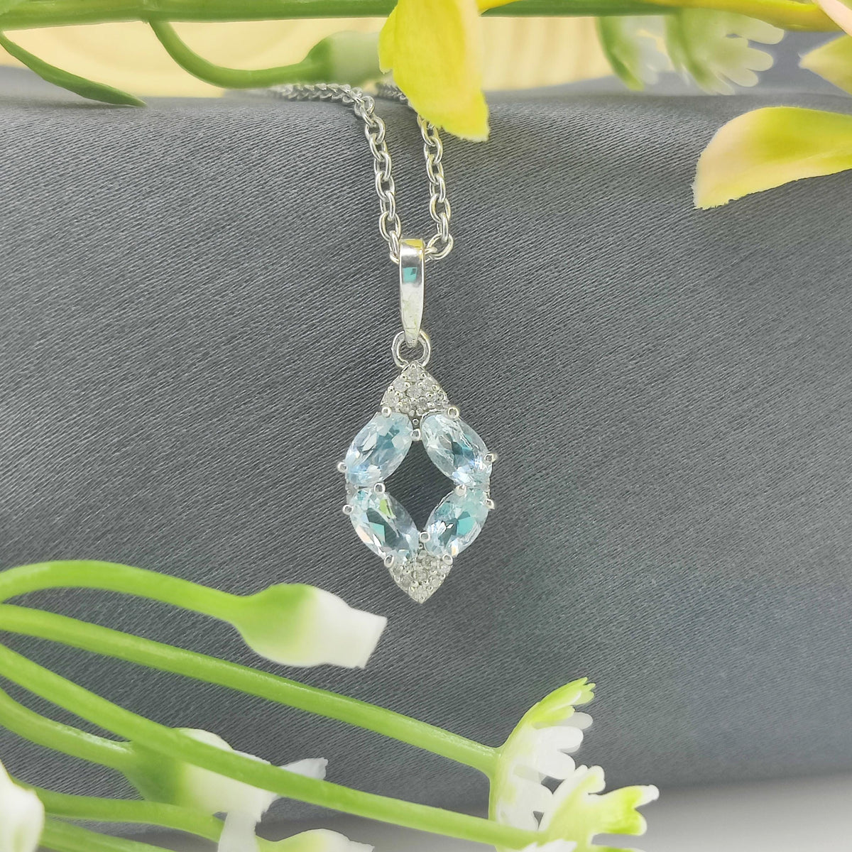 Natural Aquamarine Pendant-925 Sterling Silver Jewelry-March Birthstone-Aquamarine  Pendant