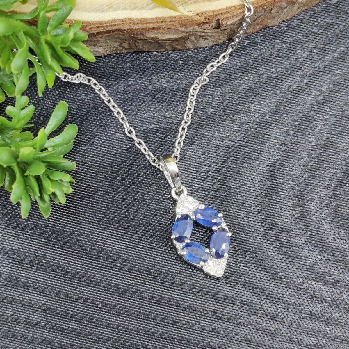 Natural Blue Sapphire Pendant-925 Sterling Silver Jewelry-September Birthstone-Solitaire Jewelry