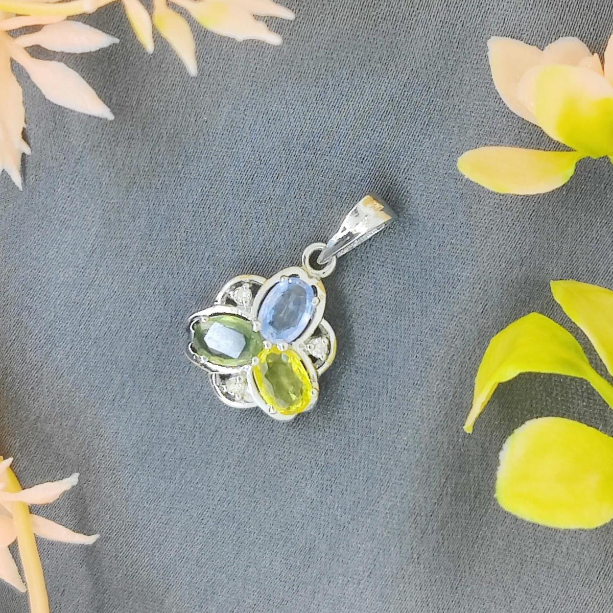Natural Multi Sapphire Pendant-925 Sterling Silver-September Birthstone Pendant-Sapphire Jewelry