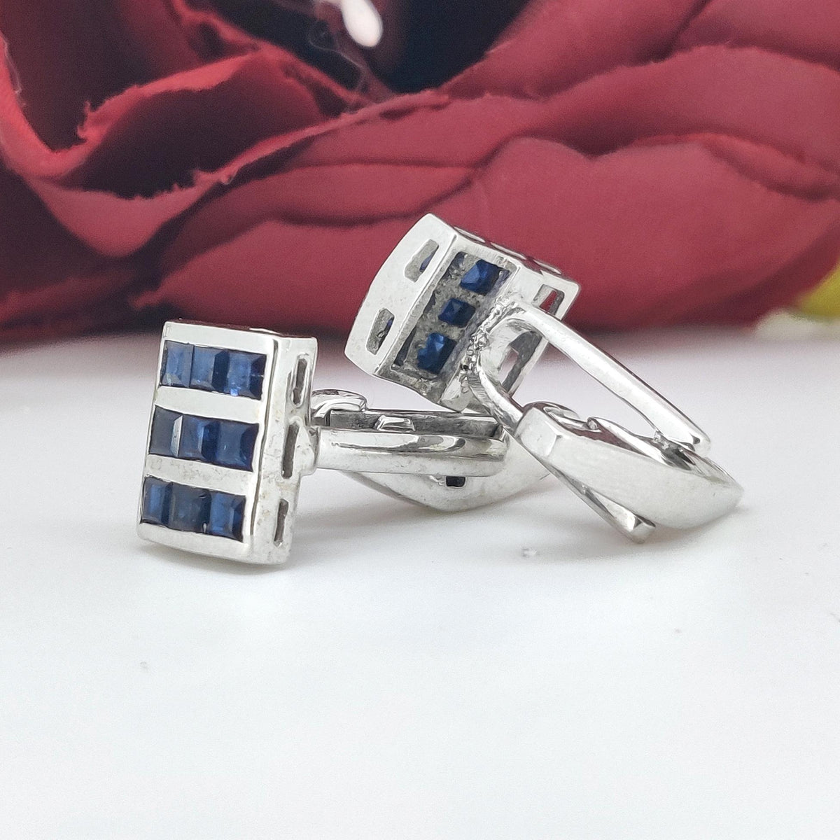 Blue Sapphire Cufflinks: Sterling Silver Handmade Gemstone September Birthstone