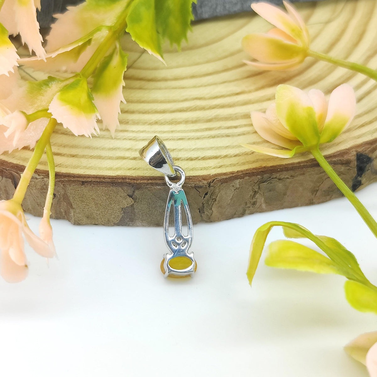 Natural Orange Sapphire Pendant-925 Sterling Silver Jewelry-September Birthstone-Sapphire Jewelry-Wedding Gift