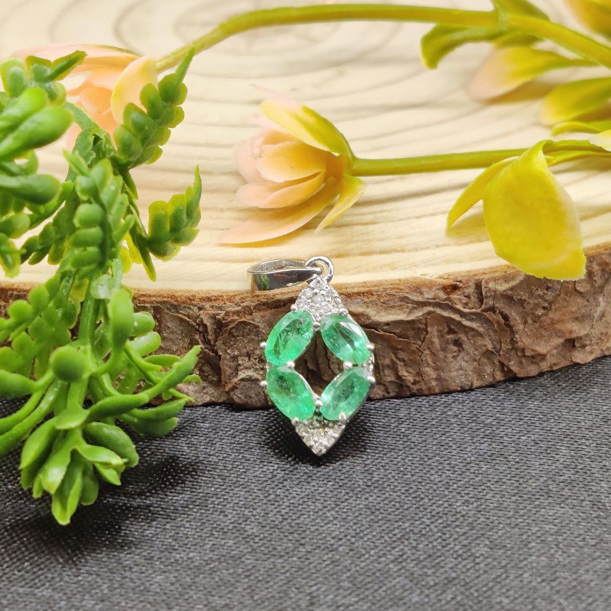 Natural Emerald Pendant- Sterling Silver-May Birthstone Jewelry-Green Emerald Jewelry-Gift for wife