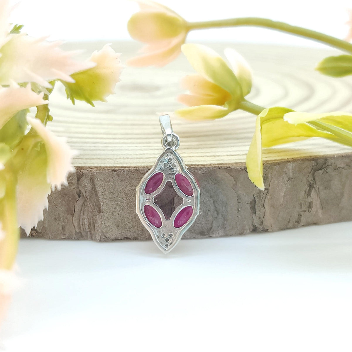Natural Ruby Pendant-July Birthstone-925 Sterling Silver Jewelry-Gift for Anniversary