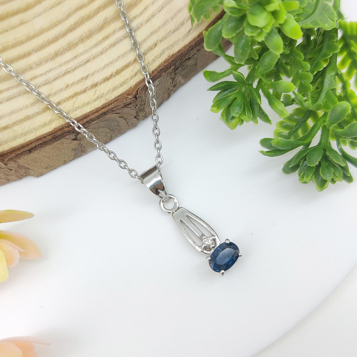 Natural Blue Sapphire Pendant-925 Sterling Silver-September Birthstone-Sapphire Jewelry