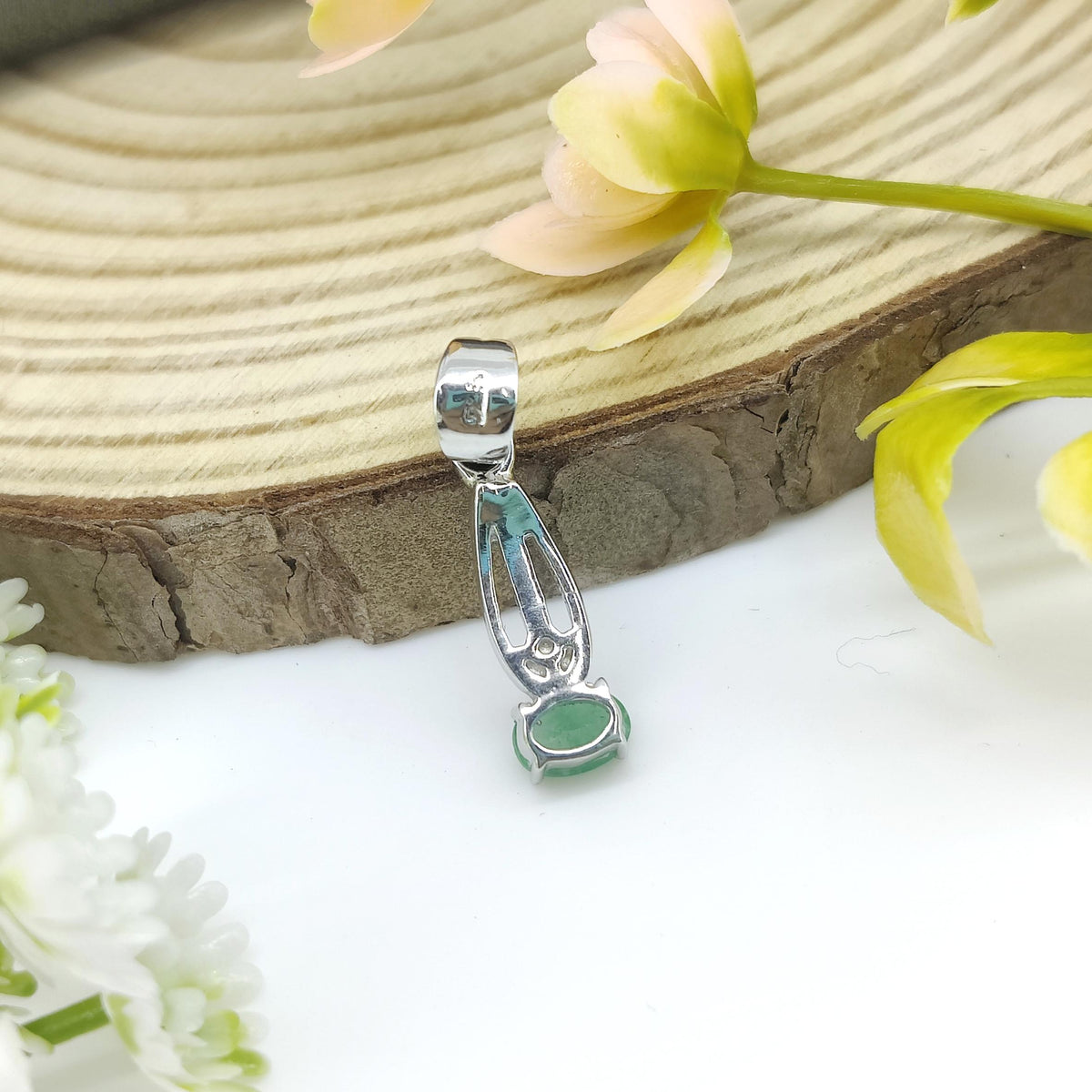 Natural Emerald Pendant-925 Sterling Silver-May Birthstone -Green Emerald Jewelry-Gift for wedding