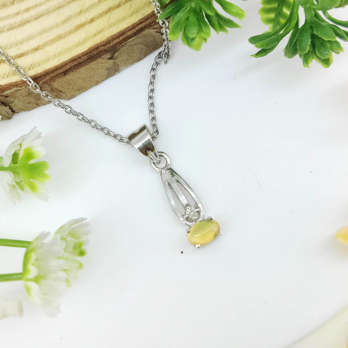 Natural Opal Pendant-925 Sterling Silver-October Birthstone Jewelry-Ethiopian Opal Jewelry-Cubic Zircon-Gift for Birthday