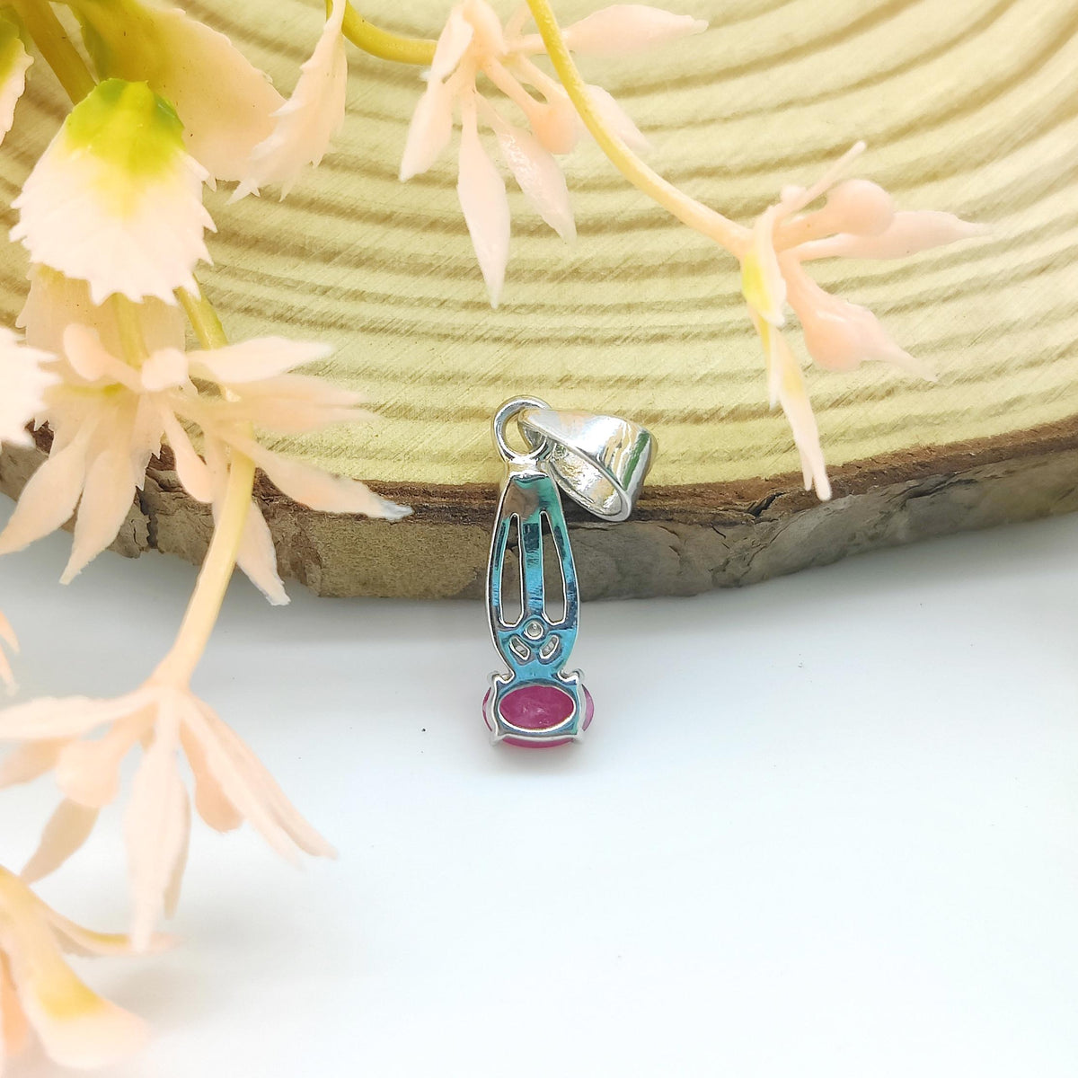 Natural Ruby Pendant-July Birthstone-925 Sterling Silver -Minimalist Ruby Jewelry